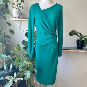 Escada Green Viscose Long Sleeve Midi Dress size EUR 38, US M